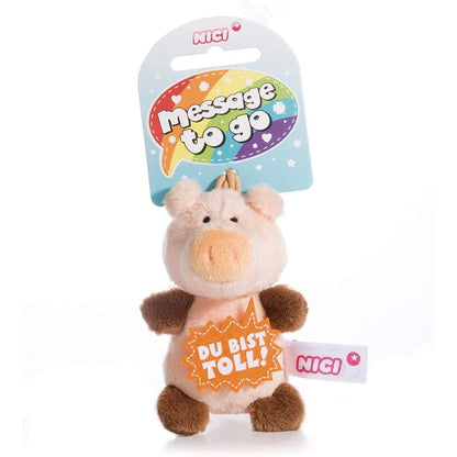 NICI Schwein Plüsch mit Loop Du bist toll 8 cm