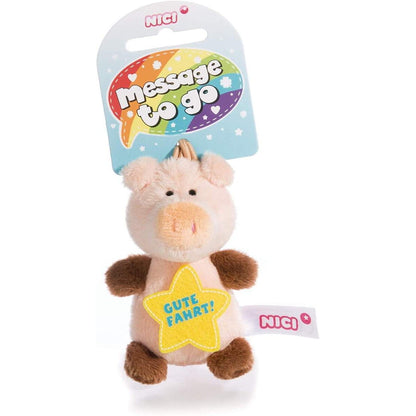 NICI Schwein Plüsch mit Loop Gute Fahrt 8 cm