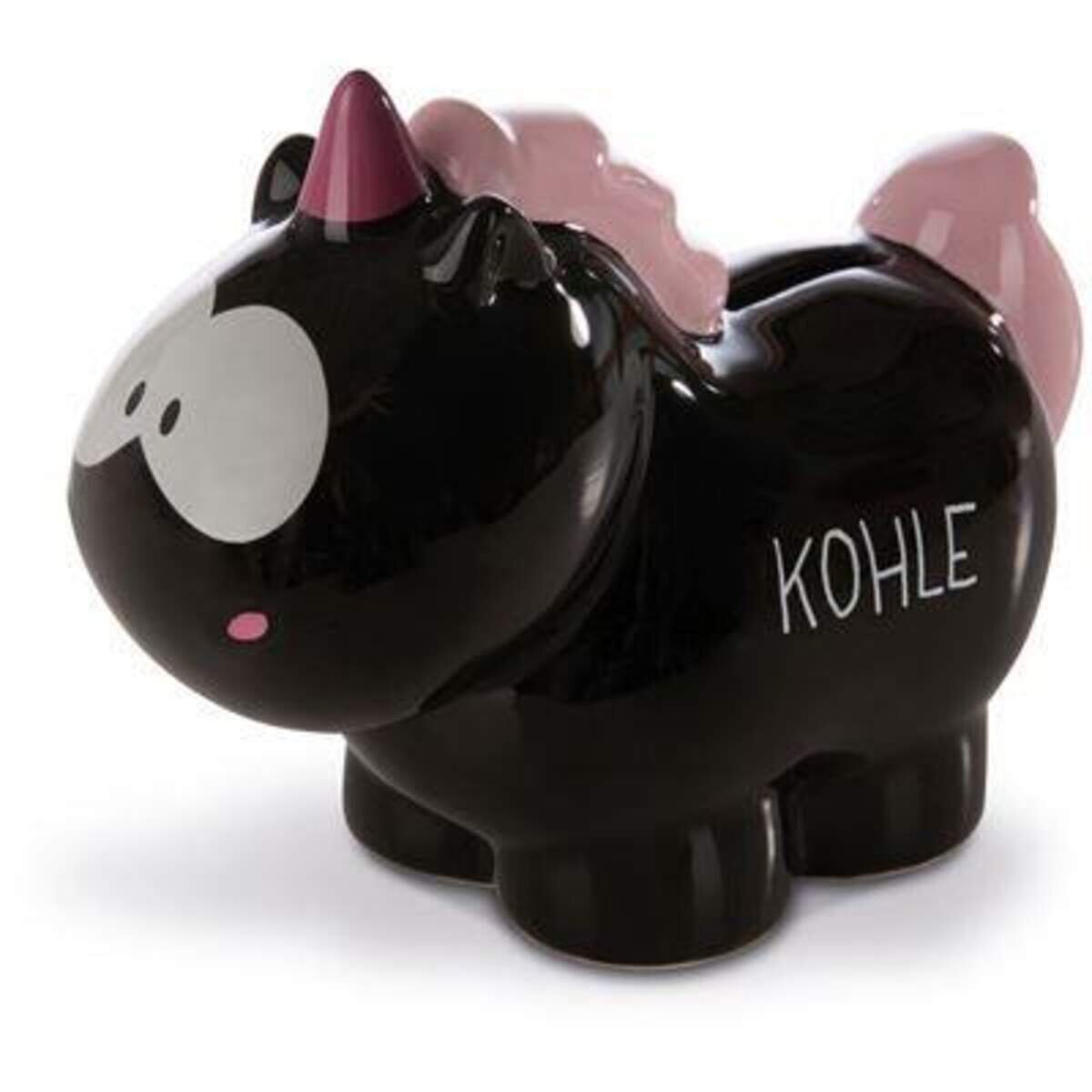 NICI Spardose Einhorn Carbon Flash "Kohle", 7,5 x 12 x 16,5 cm