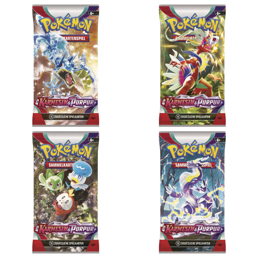 Pokemon Booster Karmesin & Purpur, 1 Stück, Design 4-fach sortiert