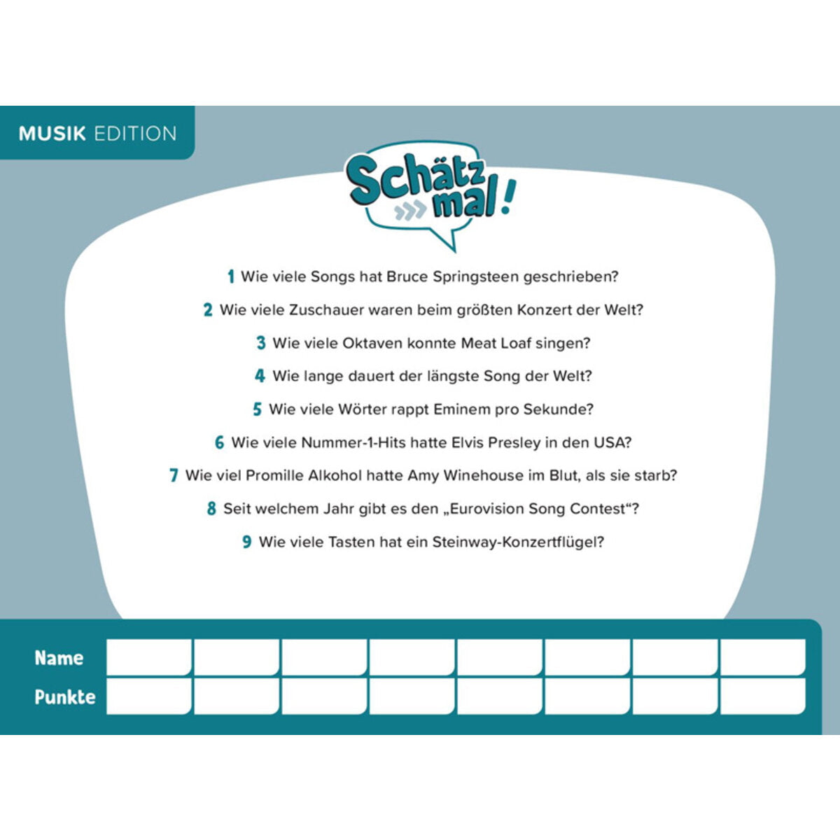 Quiz Schätz mal! Musik Edition Das Quiz mit Lach- und Staungarantie