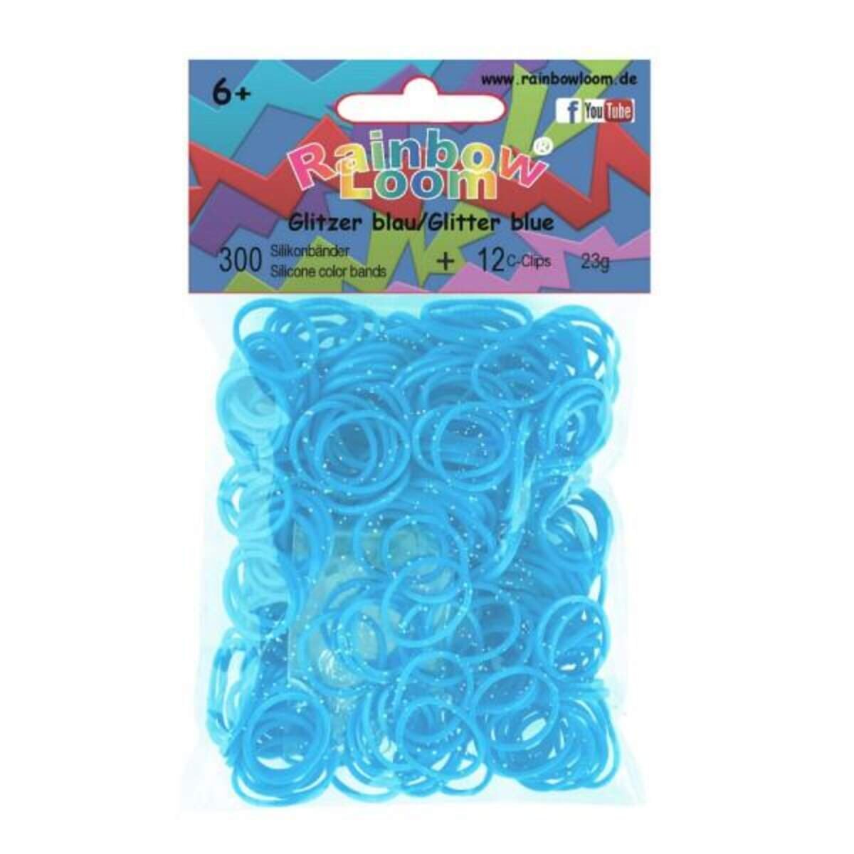 Rainbow Loom® Silikonbänder Glitzer, blau