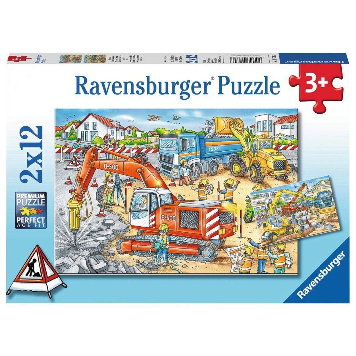 Ravensburger Kinderpuzzle Achtung, Straßenbaustelle!, 2x12 Teile