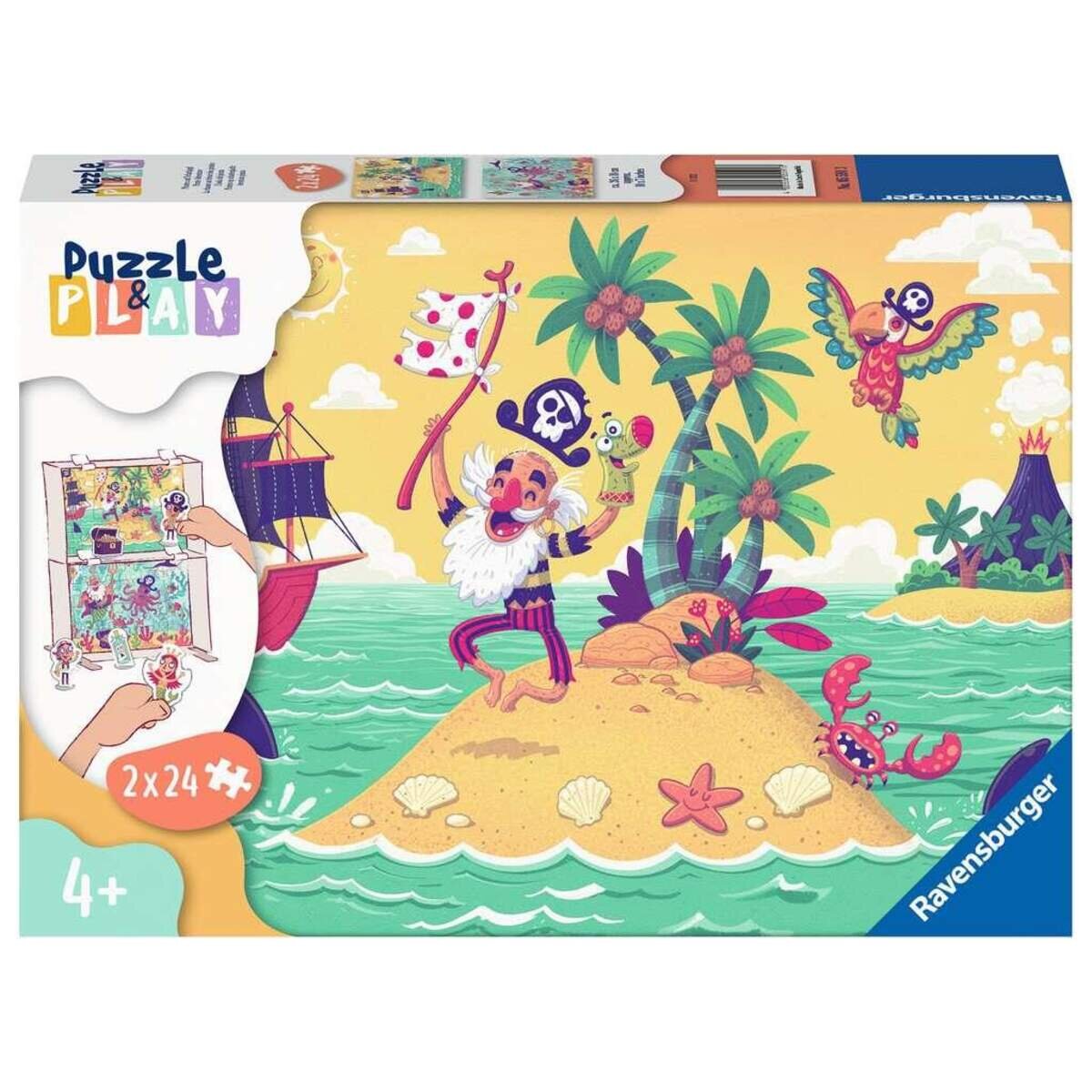 Ravensburger Kinderpuzzle Puzzle&Play 05591 - Piraten auf Schatzjagd - 2x24 Teile Puzzle