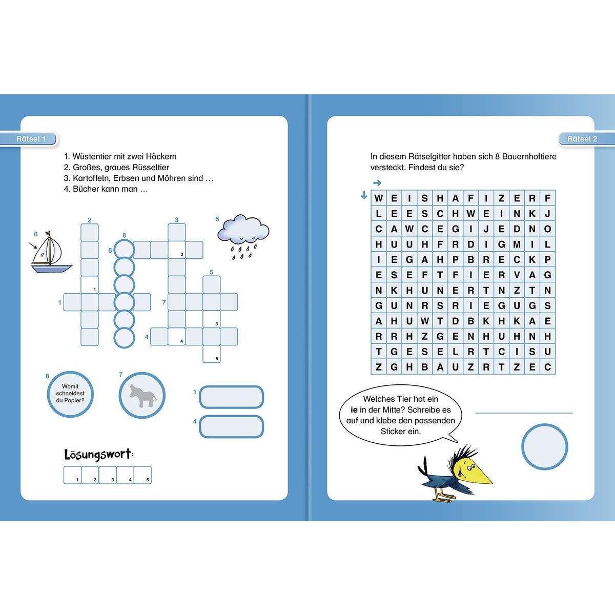 Ravensburger Leserabe, Lesestufe 2 - Sticker-Kreuzworträtsel zum Lesenlernen