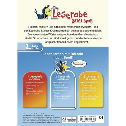 Ravensburger Leserabe, Lesestufe 2 - Sticker-Kreuzworträtsel zum Lesenlernen, türkis