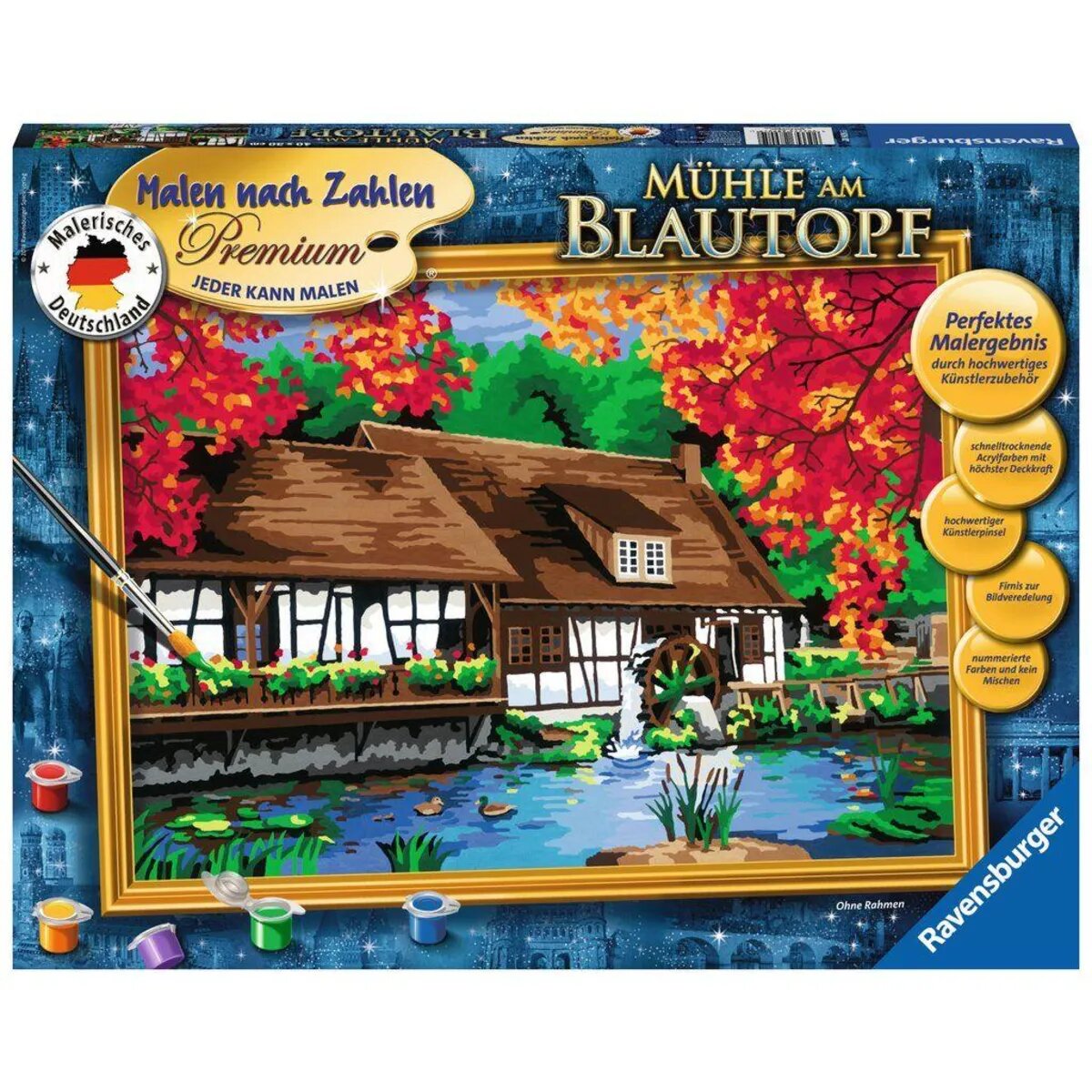 Ravensburger Malen nach Zahlen Premium Mühle am Blautopf