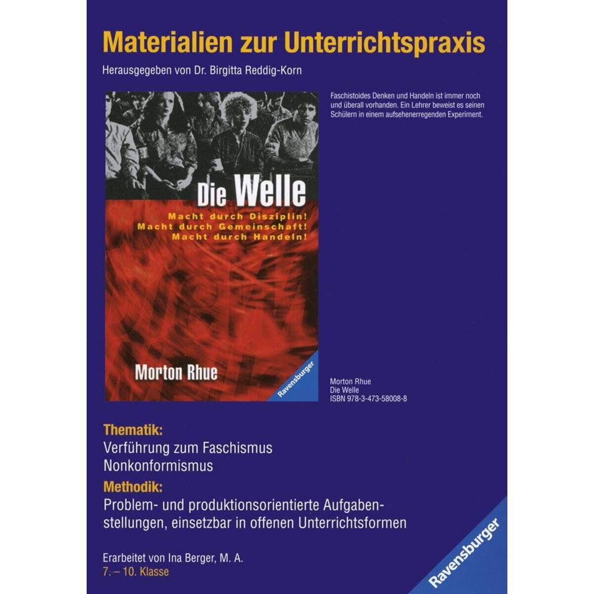 Ravensburger Materialien zur Unterrichtspraxis Morton Rhue Die Welle