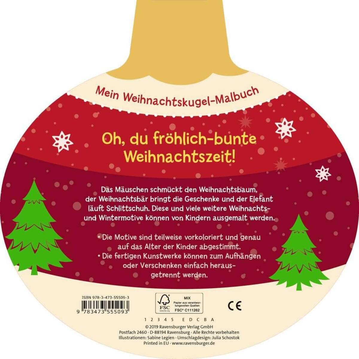 Ravensburger Mein Weihnachtskugel-Malbuch: Frohe Weihnachten