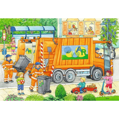 Ravensburger Puzzle Unterwegs mit Müllabfuhr und Kehrmaschine 2x12 Teile