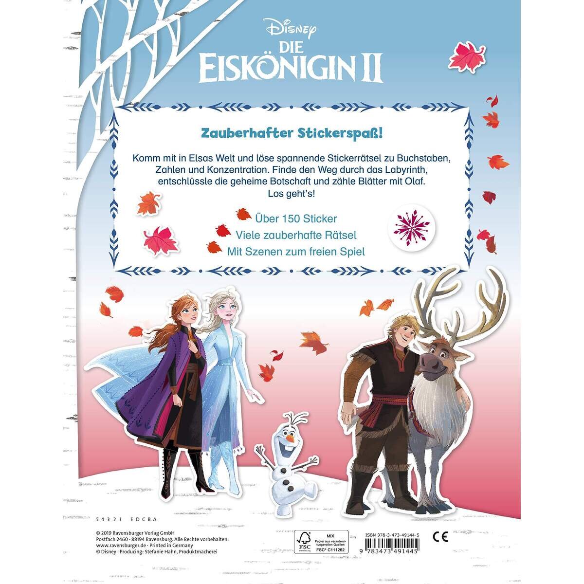 Ravensburger Stickerspaß Eiskönigin 2: Vorschulrätsel, über 150 Sticker