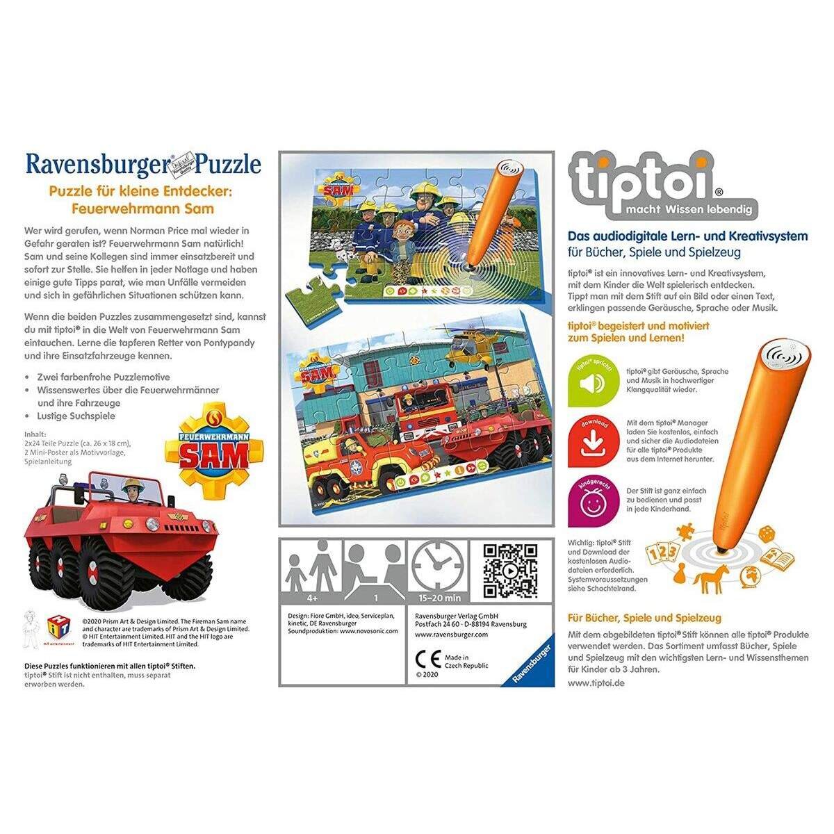 Ravensburger tiptoi Puzzle für kleine Entdecker: Feuerwehrmann Sam