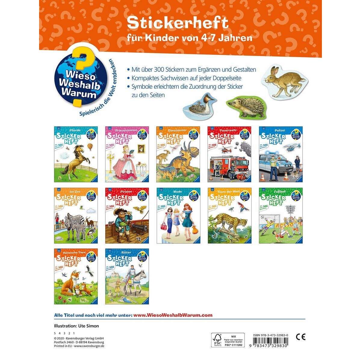 Ravensburger Wieso? Weshalb? Warum? Stickerheft: Heimische Tiere