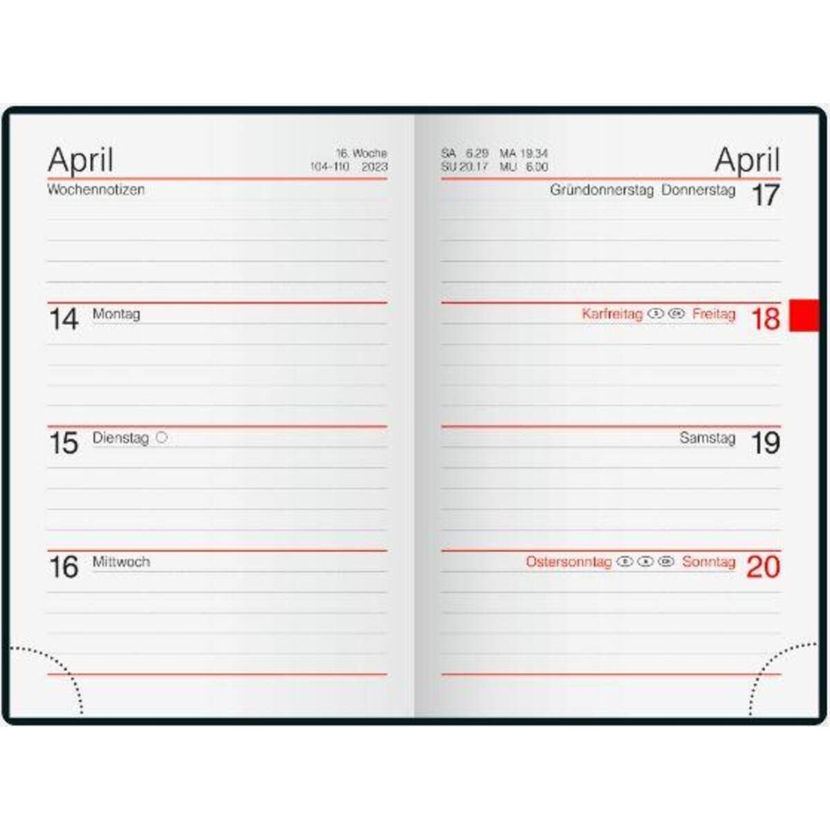 rido/idé Wochenkalender Taschenkalender 2023 Blattgröße 7,2 x 11,2 cm