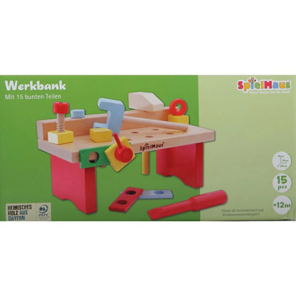 SpielMaus Holz Werkbank 15-teilig, 29 x 14 x 13 cm