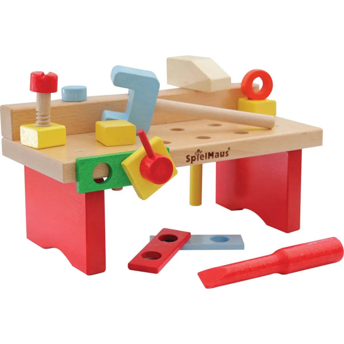 SpielMaus Holz Werkbank 15-teilig, 29 x 14 x 13 cm