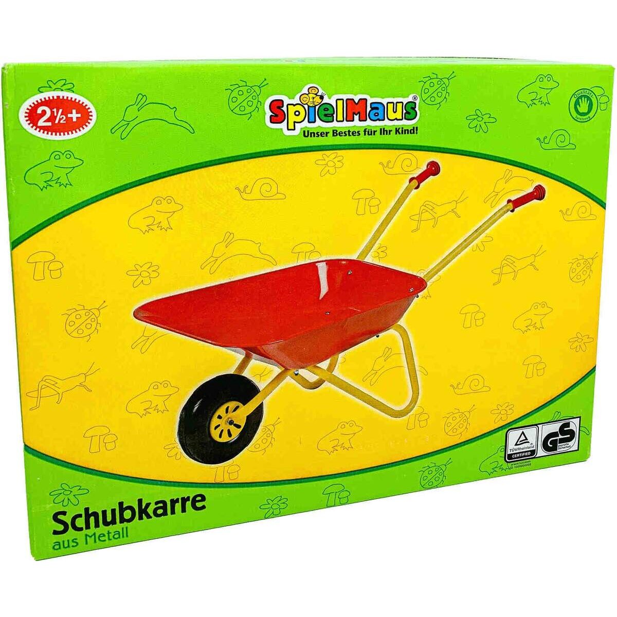 SpielMaus Kinder Schubkarre Metall rot