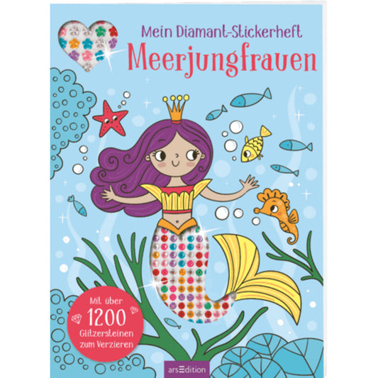 ars Edition Mein Diamant-Stickerheft – Meerjungfrauen