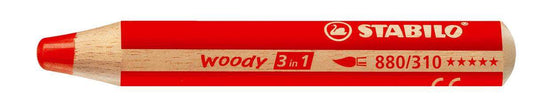 Buntstift, Wasserfarbe & Wachsmalkreide - STABILO woody 3 in 1 - Einzelstift - carminrot