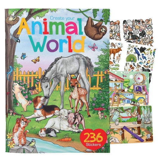 Depesche Create your Animal World Malbuch mit Stickern