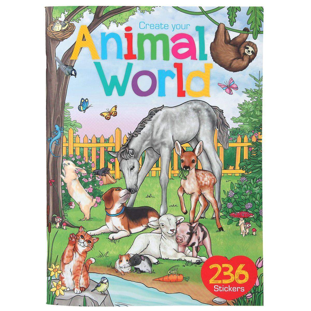 Depesche Create your Animal World Malbuch mit Stickern