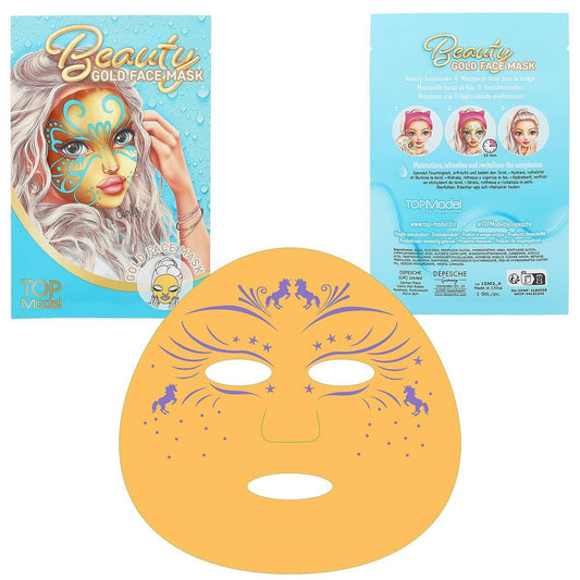 Depesche TOPModel Tuchmaske Gold BEAUTY and ME, 1 Stück, 3-fach sortiert