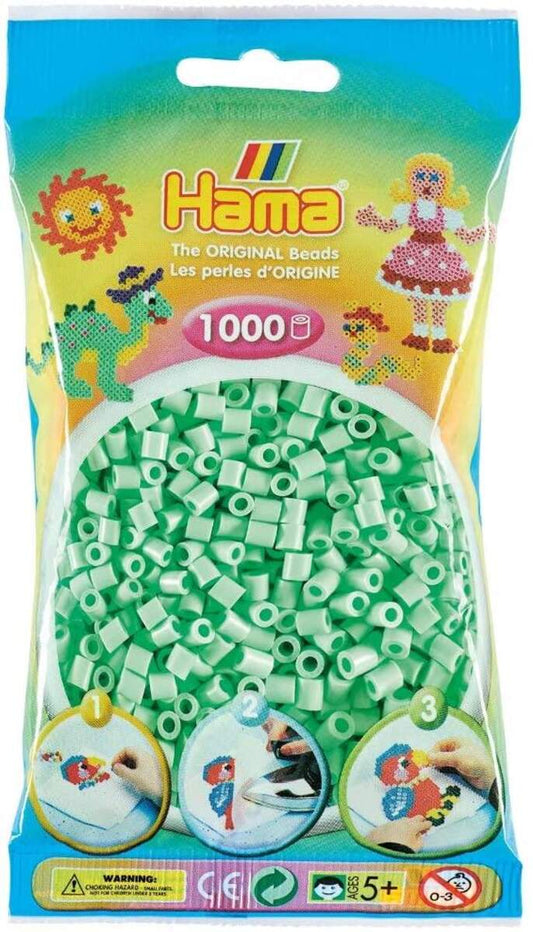 Hama Bügelperlen Bügelperlen Beutel, ca. 1.000 Midi Bastelperlen, 5 mm Durchmesser, Pastell Mint