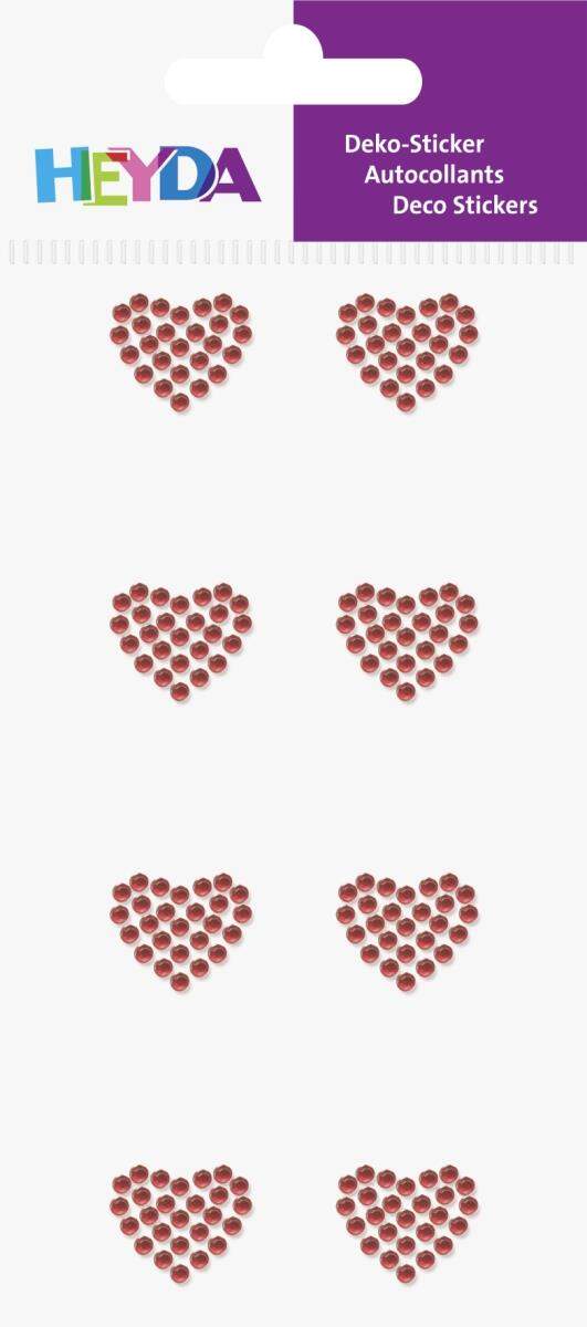 Heyda Strass-Sticker Herz, rot