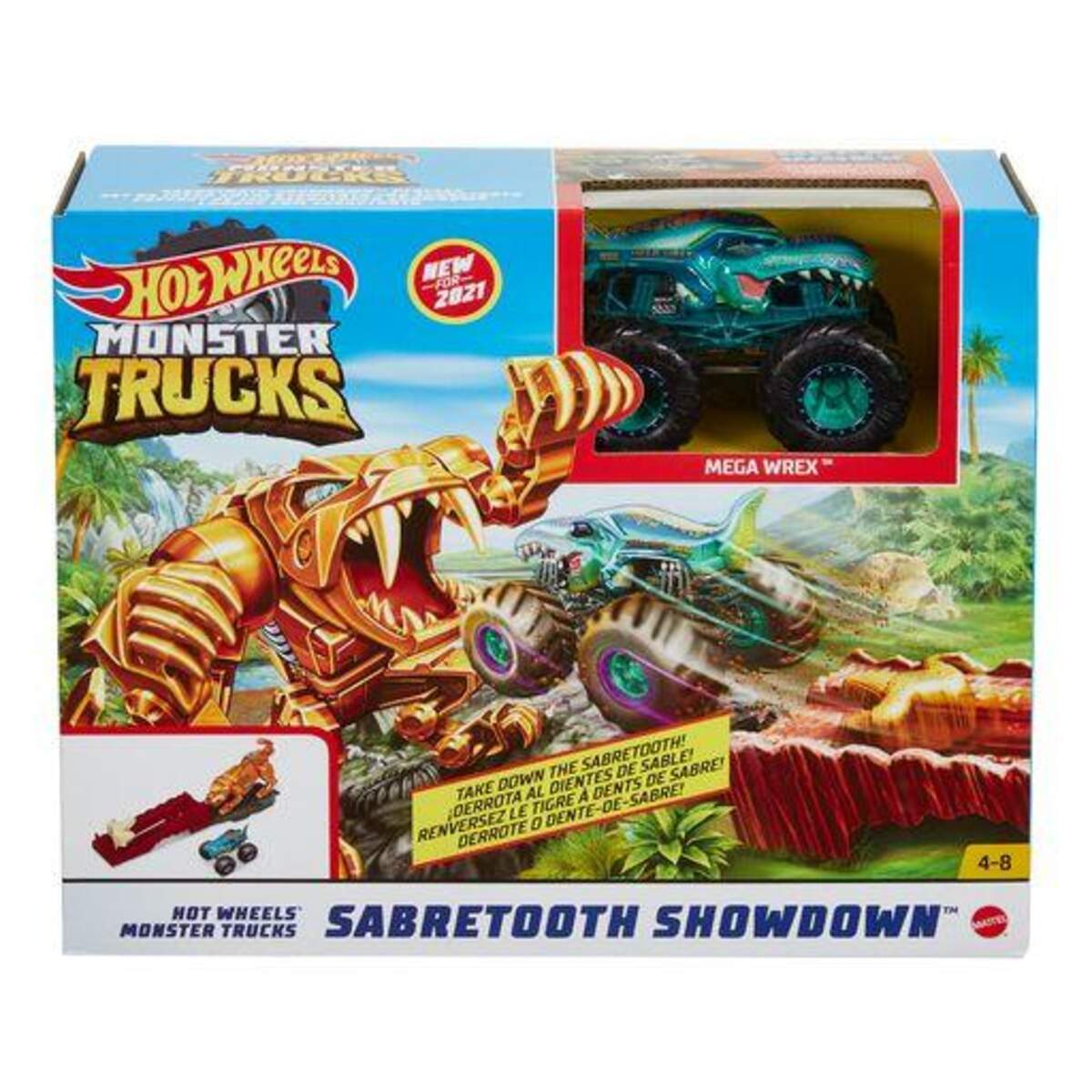 Hot Wheels Monster Trucks Spielset Sabertooth Showdown