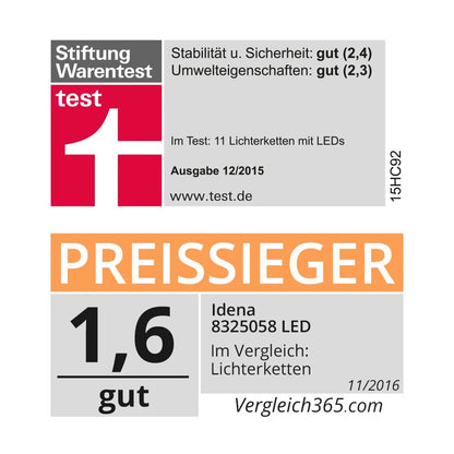 Idena LED Lichterkette, 80er warm weiß, für außen