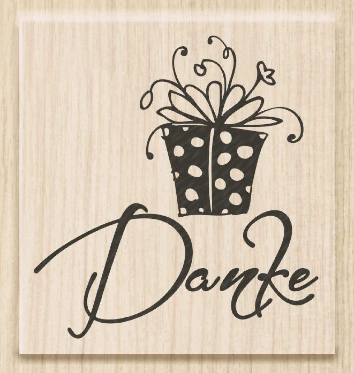 Knorr Prandell Stempel aus Holz (Danke) Motivgröße 4,5 x 4,8 cm, Motiv: Danke Flowers