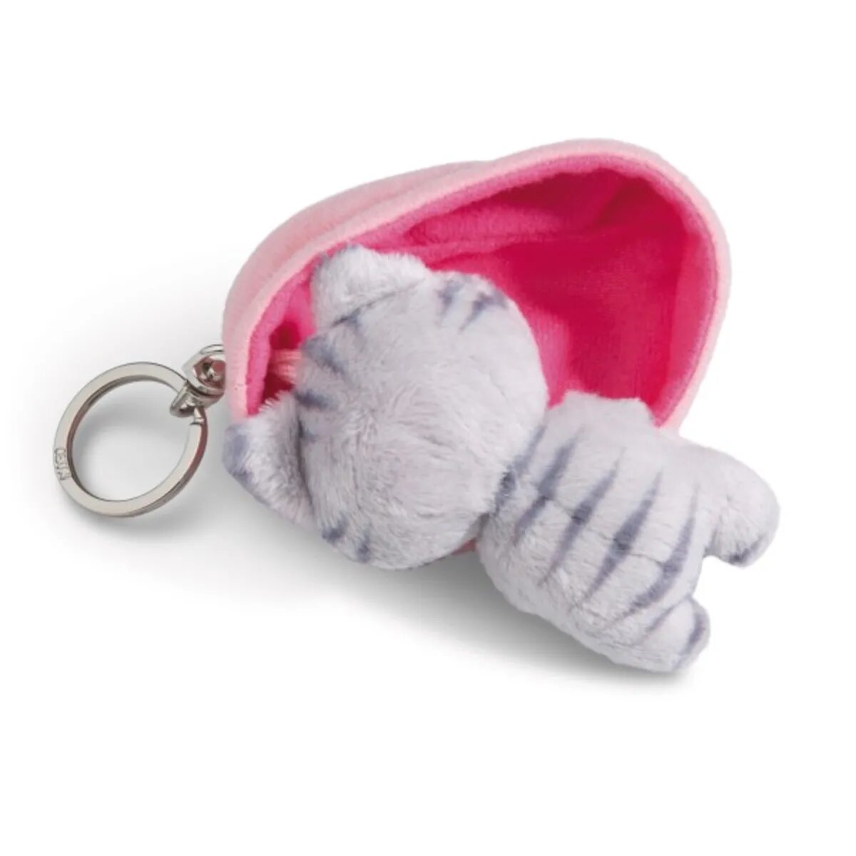 NICI Schlüsselanhänger Sleeping Pets Katze grau getigert, 8 cm