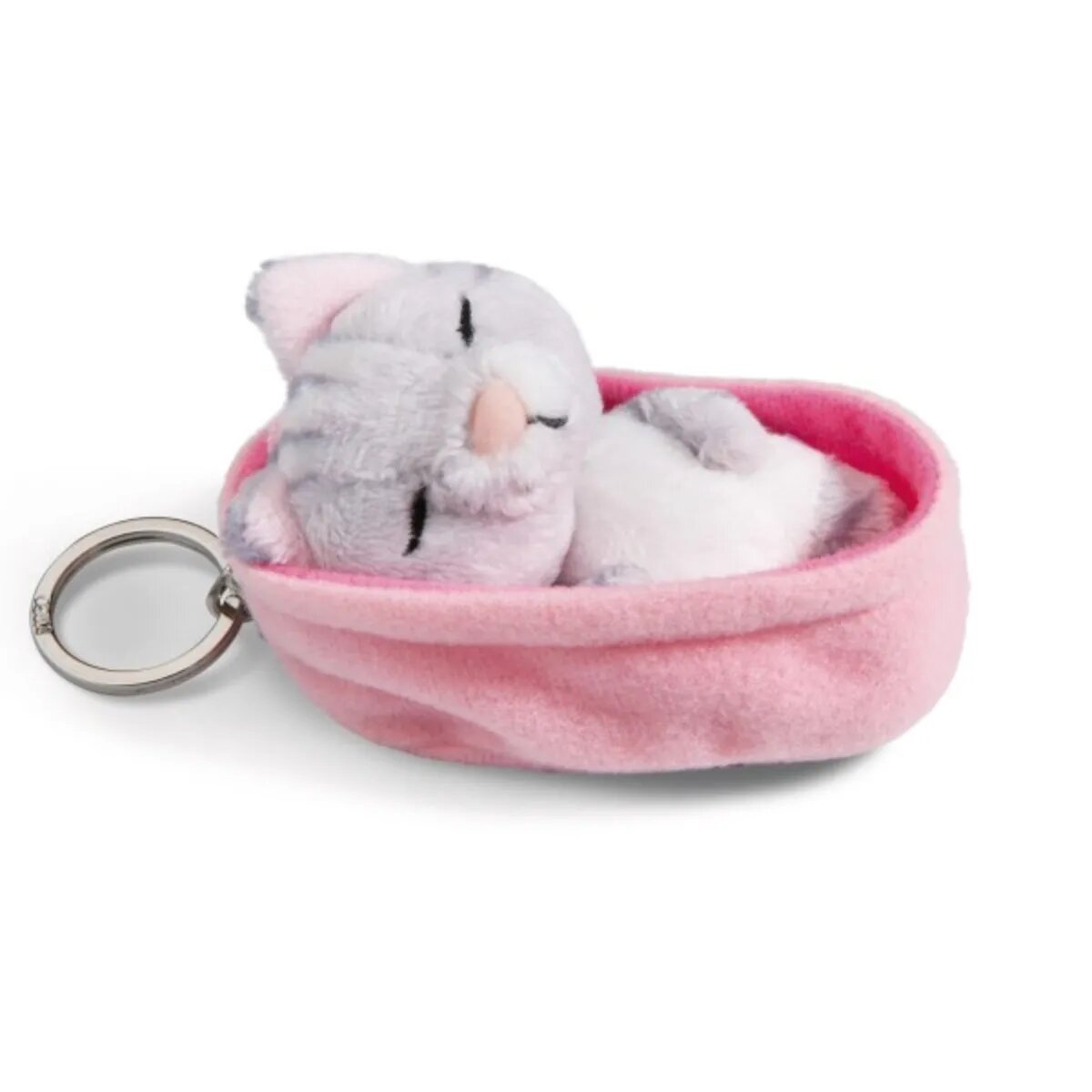 NICI Schlüsselanhänger Sleeping Pets Katze grau getigert, 8 cm