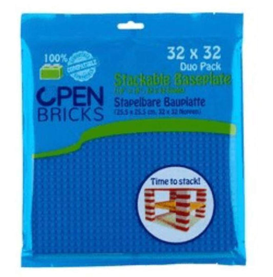Open Bricks Baseplate 32x32 blau Doppelpack