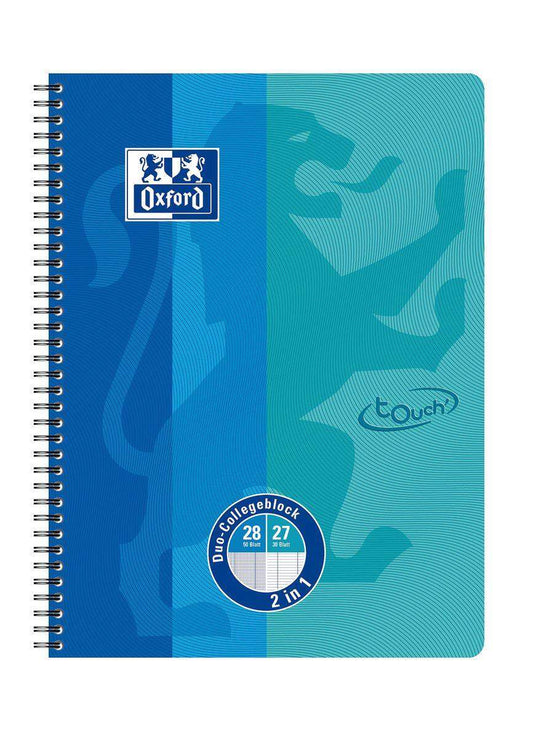 Oxford Duo-Collegeblock A4+, 80 Blatt, gelocht, Lineatur 27 & 28, SCRIBZEE®, Optik Paper®
