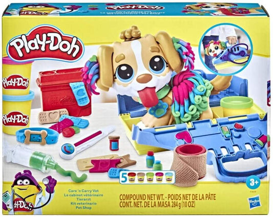 Play-Doh Tierarzt Spielset mit Spielzeughund, Tragebox, 10 Knetwerkzeugen und 5 Farben