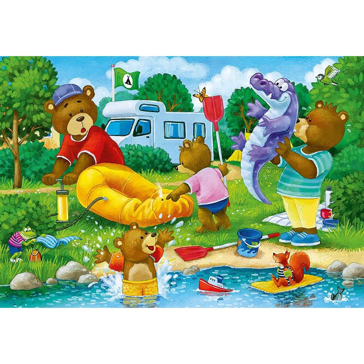 Ravensburger Puzzle - Familie Bär geht campen, 2 x 24 Teile